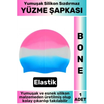 Su Geçirmez Elastik Yumuşak Yüzücü Havuz Deniz Yüzme Şapkası Silikon Bone 1 Adet