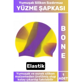 Premium Seri Su Geçirmez Elastik Yumuşak Yüzücü Havuz Deniz Yüzme Şapkası Silikon Bone 1 Adet