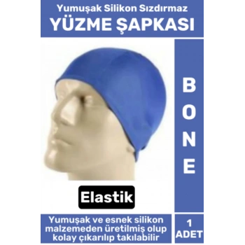 Premium Su Geçirmez Elastik Yumuşak Yüzücü Havuz Deniz Yüzme Şapkası Silikon Bone 1 Adet