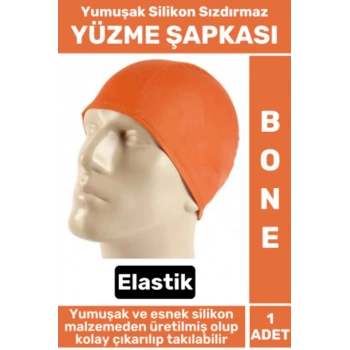 Premium Su Geçirmez Elastik Yumuşak Yüzücü Havuz Deniz Yüzme Şapkası Silikon Bone 1 Adet