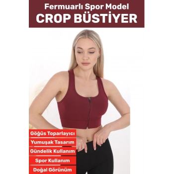 Özel Üretim Göğüs Toparlayıcı Sarkma Önleyen Spor Gündelik Kullanım Fermuarlı Şık Crop Büstiyer