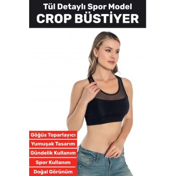Özel Üretim Göğüs Toparlayıcı Sarkma Önleyen Spor Gündelik Kullanım Tül Detay Çok Şık Crop Büstiyer