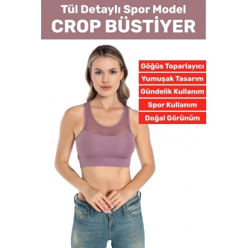 Özel Üretim Göğüs Toparlayıcı Sarkma Önleyen Spor Gündelik Kullanım Tül Detay Çok Şık Crop Büstiyer