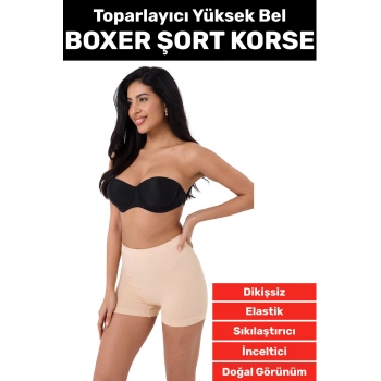 Özel Üretim İz Göstermez Yüksek Bel Sıkılaştırıcı İnceltici Toparlayıcı Dikişsiz Boxer Şort Korse