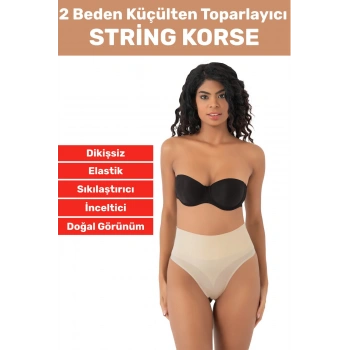 Özel Üretim İz Göstermez Kaymaz 2 Beden İncelten Sıkılaştırıcı Toparlayıcı Dikişsiz String Korse