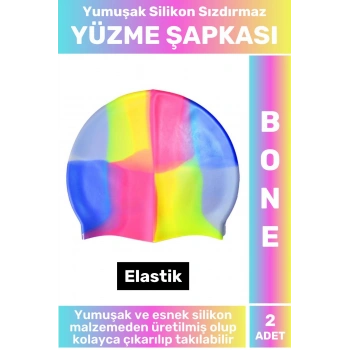 Özel Üretim Su Geçirmez Elastik Yüzücü Havuz Deniz Yüzme Şapkası Yumuşak Silikon Bone 2 Adet