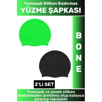 Özel Üretim Su Geçirmez Elastik Yumuşak Yüzücü Havuz Deniz Yüzme Şapkası Silikon Bone 2Li SET