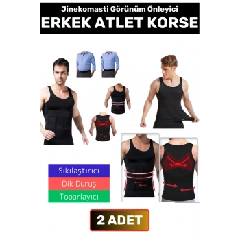 Özel Üretim Jinekomasti Dik Duruş Toparlayıcı Göbek Sıkılaştırıcı Elastik Erkek Atlet Korse 2 Adet