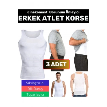 Özel Üretim Jinekomasti Dik Duruş Toparlayıcı Göbek Sıkılaştırıcı Elastik Erkek Atlet Korse 3 Adet