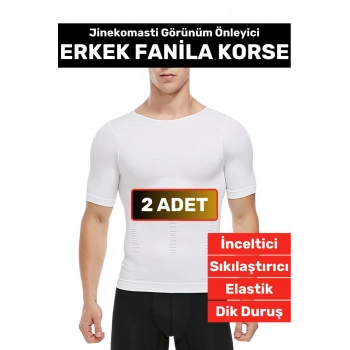 Özel Üretim Jinekomasti Dik Duruş Toparlayıcı Göbek Sıkılaştırıcı Elastik Erkek Fanila Korse 2 Adet