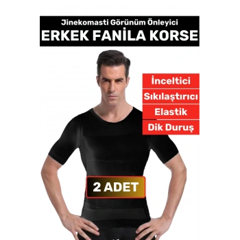 Özel Üretim Jinekomasti Dik Duruş Toparlayıcı Göbek Sıkılaştırıcı Elastik Erkek Fanila Korse 2 Adet