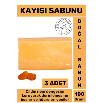 Doğal Güzel Kokulu Cilt Besleyici Yenileyici Saç Dökülmesine Karşı Organik Kayısı Sabunu 3 Adet