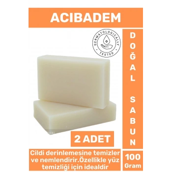 Doğal Güzel Kokulu Derinlemesine Cilt Yüz Temizleyici Nemlendirici Organik Acıbadem Sabunu 2 Adet