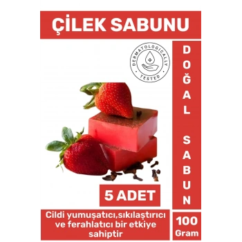 Doğal Güzel Kokulu Cilt Yumuşatıcı Ferahlatıcı Lekeli Kuru Cilt İçin Organik Çilek Sabunu 5 Adet