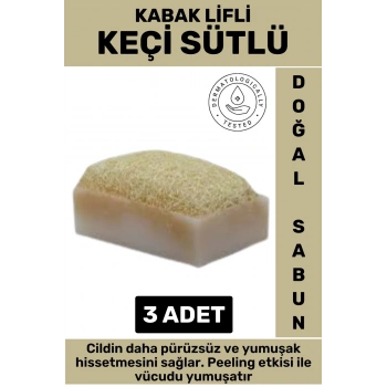 Özel Üretim Masaj Etkili Nemlendirici Kuruluk Giderici Doğal Kabak Lifli Keçi Sütlü Sabun 3 Adet