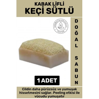 Özel Üretim Masaj Etkili Nemlendirici Kuruluk Giderici Doğal Kabak Lifli Keçi Sütlü Sabun 1 Adet