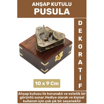 Premium Yüksek Kaliteli Erkek Arkadaş Sevgili Hediyelik Dekoratif Çok Şık Ahşap Kutulu PUSULA