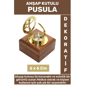 Premium Yüksek Kaliteli Erkek Arkadaş Sevgiliye Hediyelik Dekoratif Çok Şık Ahşap Kutulu PUSULA