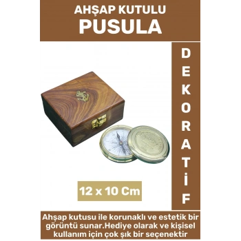 Premium Yüksek Kalite Erkek Arkadaş Sevgili Baba Hediyelik Dekoratif Koleksiyon Ahşap Kutulu PUSULA