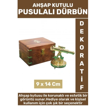 Yüksek Kaliteli Erkek Arkadaş Sevgili Baba Hediyelik Dekoratif Koleksiyon Ahşap Kutu Pusulalı Dürbün