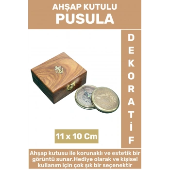 Premium Yüksek Kaliteli Erkek Arkadaş Sevgili Hediyelik Dekoratif Koleksiyon Ahşap Kutulu PUSULA