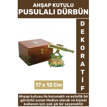 Yüksek Kalite Erkek Arkadaş Sevgili Baba Hediyelik Dekoratif Koleksiyon Ahşap Kutulu Pusulalı Dürbün
