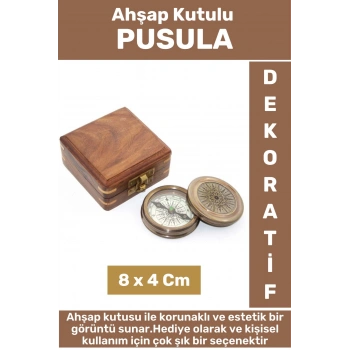 Premium Seri Erkek Arkadaş Sevgiliye Baba Özel Hediyelik Dekoratif Koleksiyon Ahşap Kutulu PUSULA