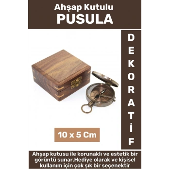 Yeni Seri Erkek Arkadaşa Sevgiliye Baba Özel Dekoratif Hediyelik Koleksiyon Ahşap Kutulu PUSULA