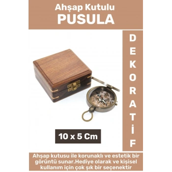 Premium Seri Erkek Arkadaşa Sevgiliye Baba Özel Dekoratif Hediyelik Koleksiyon Ahşap Kutulu PUSULA