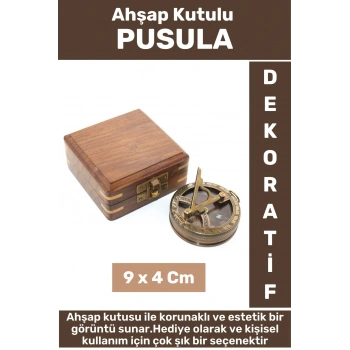 Premium Model Erkek Arkadaş Sevgiliye Baba Özel Dekoratif Hediyelik Koleksiyon Ahşap Kutulu PUSULA