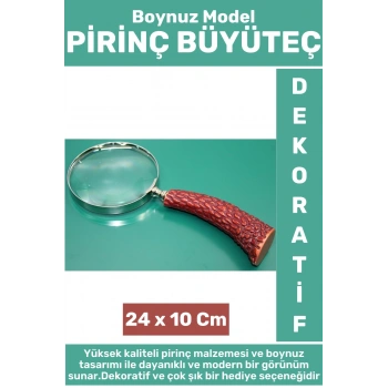 Premium Dekoratif Ev Ofis Hediyelik Çok Şık Yüksek Kaliteli Boynuz Model Pirinç BÜYÜTEÇ