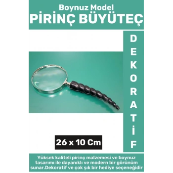 Premium Seri Dekoratif Ev Ofis Hediyelik Çok Şık Yüksek Kaliteli Boynuz Model Pirinç BÜYÜTEÇ