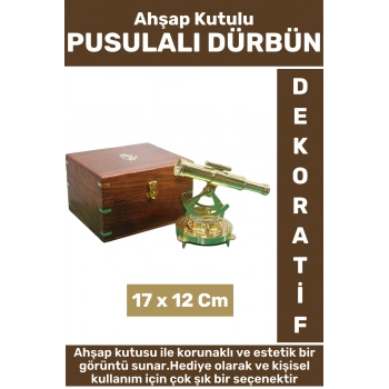 Premium Erkek Arkadaş Sevgili Baba Özel Hediyelik Dekoratif Koleksiyon Ahşap Kutulu PUSULALI DÜRBÜN
