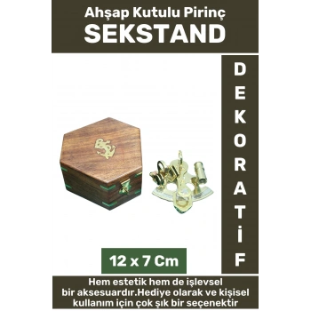 Premium Erkek Arkadaş Sevgili Ev Ofis Özel Hediyelik Dekoratif Koleksiyon Ahşap Kutu Pirinç SEKSTANT