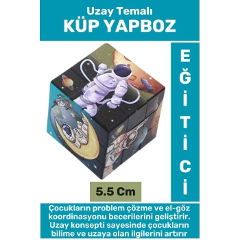 Premium El Göz Koordinasyon Geliştirici Eğitici Öğretici Eğlenceli Uzay Temalı Çocuk KÜP YAPBOZ