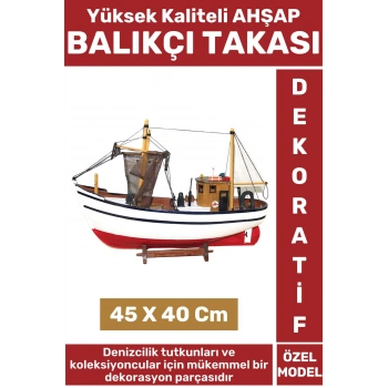 Premium Yüksek Kaliteli Dekoratif Ev Ofis Hediyelik Denizci Koleksiyon Ahşap BALIKÇI TAKASI 45X40 Cm