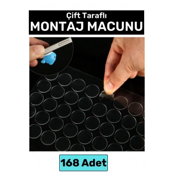 Premium Cam Metal Plastik Ahşap Mermer Çift Taraflı Şeffaf Nano Yuvarlak Montaj Macunu 168 Adet