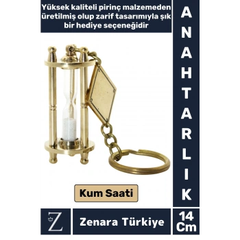Premium Yüksek Kaliteli Pirinç Dekoratif Şık Hediyelik Denizcilik Tasarım KUM SAATİ Anahtarlık