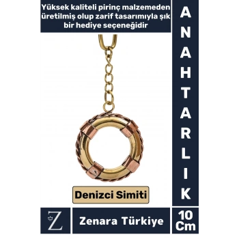 Premium Yüksek Kaliteli Pirinç Dekoratif Şık Hediyelik Denizcilik Tasarımı DENİZCİ SİMİTİ Anahtarlık