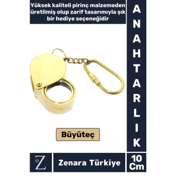 Premium Yüksek Kaliteli Pirinç Dekoratif Şık Hediyelik Nostaljik Koleksiyon BÜYÜTEÇ Anahtarlık
