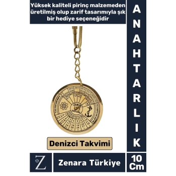 Premium Yüksek Kaliteli Pirinç Dekoratif Şık Hediyelik Denizcilik Tasarım DENİZCİ TAKVİMİ Anahtarlık