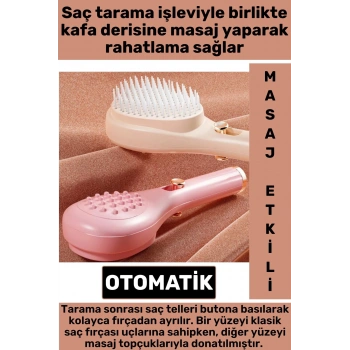 Premium Yüksek Kaliteli Basınçlı Masaj Etkili Esnek Yumuşak Uçlu Otomatik Tuşlu Saç Temizleme Tarağı
