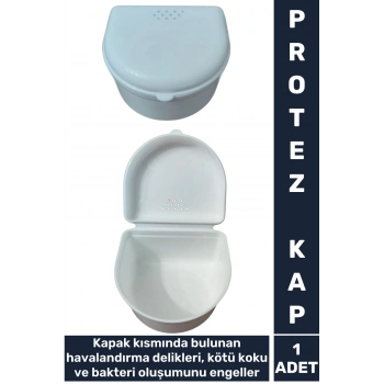 Premium Kötü Koku Bakteri Oluşumu Önleyici Delikli Kapaklı Hijyenik Protez Diş Saklama Kabı 1 Adet