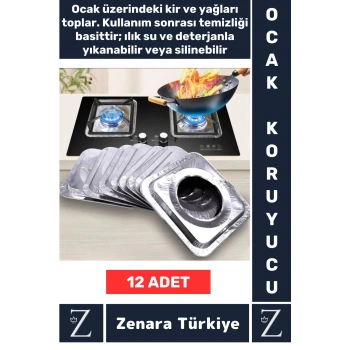 Premium Uzun Ömürlü Dayanıklı Kolay Temizlenir Ocak Kir Yağ Önleyici Alüminyum Koruyucu Folyo 12 Adt