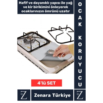 Premium Yüksek Kalite Uzun Ömürlü Kolay Temizlenir Yağ Kir Çözücü Ocak Koruyucu 4lü Alüminyum Ped