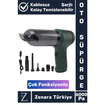 Premium 6000Pa Güçlü Çekiş USB Hızlı Şarj Çok Yönlü Kolay Temizlenir Kablosuz Araç İçi OTO SÜPÜRGE