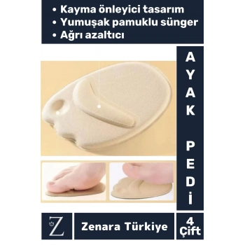 Ultra Konforlu Gündelik Kullanım Bunyon Yumuşak Pamuklu İnce Esnek Model Sünger Ayakkabı Pedi 4 Çift