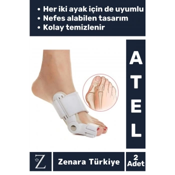Premium Her İki Ayak İçin Uyumlu Yıkanabilir Kolay Temizlenir Baş Parmak Kemik Düzeltici Atel 2 Adet
