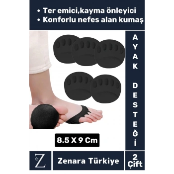 Premium Gündelik Kullanım Kayma Önleyici Ter Emici Esnek Kumaş Ayak Taban Parmak Altı Desteği 2 Çift