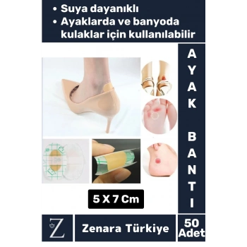 Gündelik İnce Nefes Alabilir Su Geçirmez Kulak Su Kaçma Ayakkabı Topuk Vurma Önleyici Bant 50 Adet
